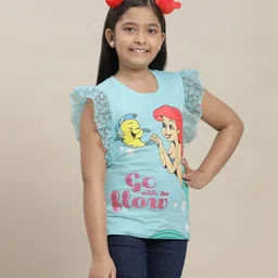 Kidsville Disney Princess Featuring Frill Sleeves Little Mermaid Printed Tee - Blue-picture-28