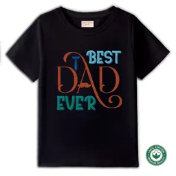 BLUSHES 100% Cotton Fathers Day Theme Half Sleeves Best Dad Ever Text Printed Tee - Black-picture-17