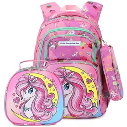 Little Surprise Box Moonlit Unicorn Backpack with Matching Lunch Bag and Stationery Pouch Pink - Height 15 Inches-picture-20