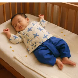 Somersault Cotton Woven Full Sleeves Pin Wheel Printed Dhoti Kurta Set - Blue-picture-13