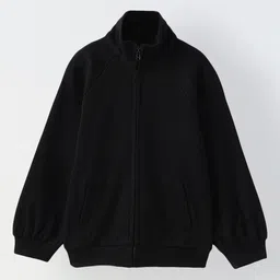 Spunkies Cotton Knit Full Sleeves Solid Jacket - Black-picture-25