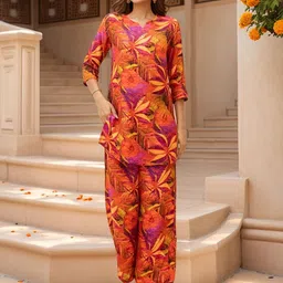 all about you Printed V-Neck Top With Trousers Co-Ords-picture-16