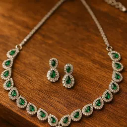 Jewelz Silver-Plated American Diamond Studded Jewellery Set-picture-30