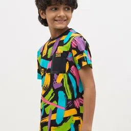 Jack & Jones Junior Boys Abstract Printed Drop-Shoulder Sleeves Pure Cotton T-shirt image 2