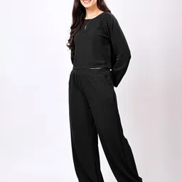 Stem Rope Round Neck Crop T-Shirt With Trousers Co-Ords image 5