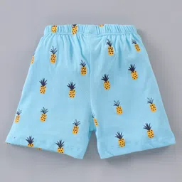 Babyhug Mid Thigh Length Knit Cotton Shorts Pineapple Printed - Blue image 2