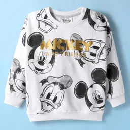 Babyoye Disney Terry Knit Full Sleeves Sweatshirt & Track Pant Set With Mickey Mouse Print - White image 2