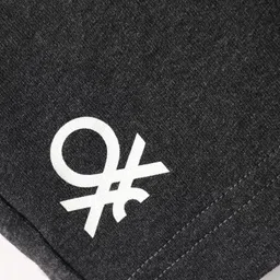 UCB Knit Knee Length Solid Shorts With Ribbed Waist - Black image 3