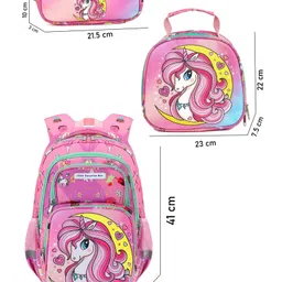 Little Surprise Box Moonlit Unicorn Backpack with Matching Lunch Bag and Stationery Pouch Pink - Height 15 Inches image 3