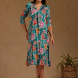 Soch Women Floral Printed A-Line Midi Ethnic Dress-picture-11