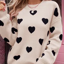 StyleCast Women Graphic Printed Round Neck Long Sleeves Pullover Sweaters image 2