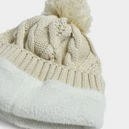 Mi Arcus 100% Cotton Cable Knitted Skull Cap - Cream image 4