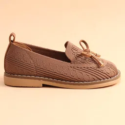 Babyoye Slip Ons Formal Shoes with Bow Applique - Brown image 4