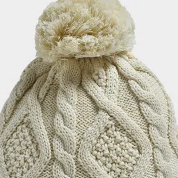 Mi Arcus 100% Cotton Cable Knitted Skull Cap - Cream image 5