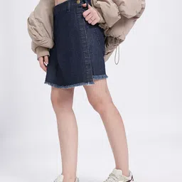 glitchez Denim Daze Frayed Hem Skorts-image-0