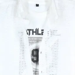 Charchit Boys White Cotton Printed Shirt with T-Shirt image 4