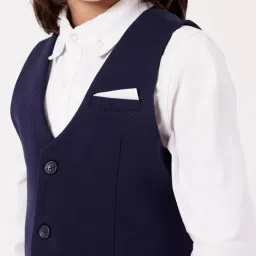 One Friday Boys Navy Blue Regular Fit Waist Coat image 4