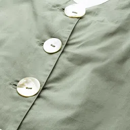 Off Label Women Olive Green Pure Cotton Solid A-Line Dress With Belt image 2