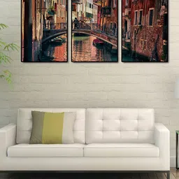 999Store Set of 3 Brown City Of Venice Wall Art-picture-21