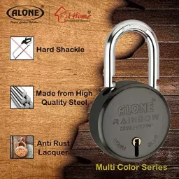 ALONE LOCKS 65 mm Alloy Steel Antique 10 Same Keys Double Locking Padlock (Pack of 3) image 2