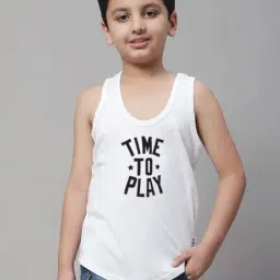 Friskers Kids White & Black Cotton Printed Vest-image-5