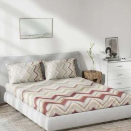 DDecor Chevrons Geometric Red Cotton 136 TC Double Bedsheet With 2 Pillow Covers-picture-24