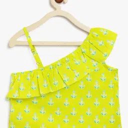 Campana Kids Lime Green & Turquoise Floral Print Lehenga, Choli with Dupatta image 2