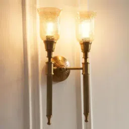 Divine Trends Gold Aluminium Double Corrugated Antique Wall Lamp image 3