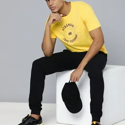 HRX By Hrithik Roshan Lifestyle Men Aspen Gold Bio-Wash Typography T-shirt image 3