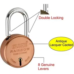 ALONE LOCKS 65 mm Alloy Steel Antique 10 Same Keys Double Locking Padlock (Pack of 3) image 3