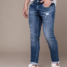 WROGN Men Skinny Fit Mildly Distressed Heavy Fade Stretchable Mid-Rise Jeans image 4