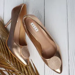 Elle Women's Rose Gold Stiletto Pumps-image-16
