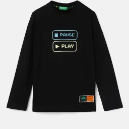 United Colors of Benetton Kids Black Printed Full Sleeves T-Shirt-picture-36