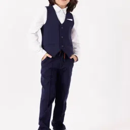 One Friday Boys Navy Blue Regular Fit Waist Coat image 5