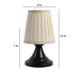 Tucasa TC-89 254 mm(10 Inch) Off white Print Table Lamp with Metal Base image 2
