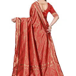 VASTRAAVEDAA Ethnic Motifs Zari Art Silk Handloom Banarasi Saree image 3