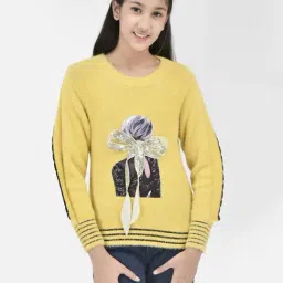 Crimsoune Club Kids Yellow Embellished Full Sleeves Sweater-image-77