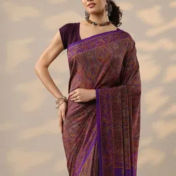 Libas Paisley Printed Saree With Blouse Piece-picture-38