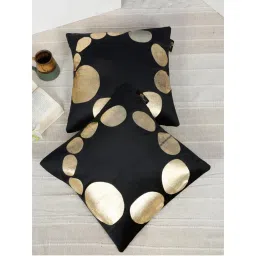 HOSTA HOMES Soft Velvet Golden Foil Graphic Printed Cushion Covers - Black (16 x 16 Inches)-picture-17
