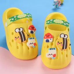 Oh! Pair Back Strap Closure Clogs With Honey Bee Applique- Yellow-picture-20