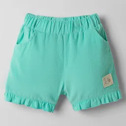 Ollypop Cotton Woven Knee Length Solid Coloured Shorts With Patch Detailing - Sea Green-picture-24