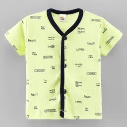 Mini Donuts Half Sleeves Checks Vests Text Print Pack of 3 - Peach Blue Green image 2