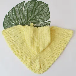 Woonie Handknitted Half Sleeves Solid Hooded Poncho - Yellow image 3