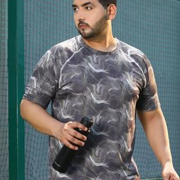 Instafab Plus Abstract Printed Round Neck Short Sleeves Regular Fit Sports T-Shirt-picture-41