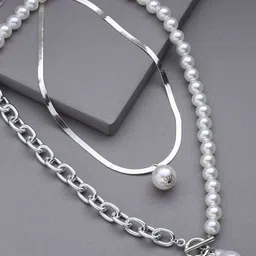 DressBerry Silver-Plated Pearls Layered Chain-image-56