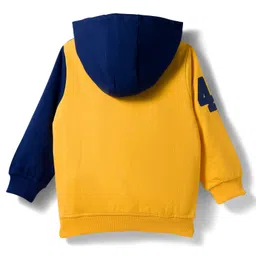 Babyhug Cotton Knit Full Sleeves Hooded Sweatshirt With Color Block Design - Multicolor image 3