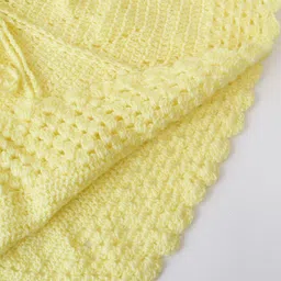 Woonie Handknitted Half Sleeves Solid Hooded Poncho - Yellow image 4