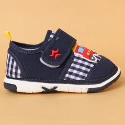 Cute Walk By Babyhug Casual Shoes with Velcro Closure Mesh & Train Patch - Navy Blue image 4