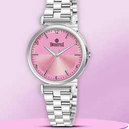 SWISSTYLE Women Embellished Dial & Stainless Steel Bracelet Style Straps Analogue Watch-image-5