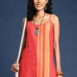 Taavi Nagri Weaves Pure Cotton Shoulder Straps Striped Kurta image 1